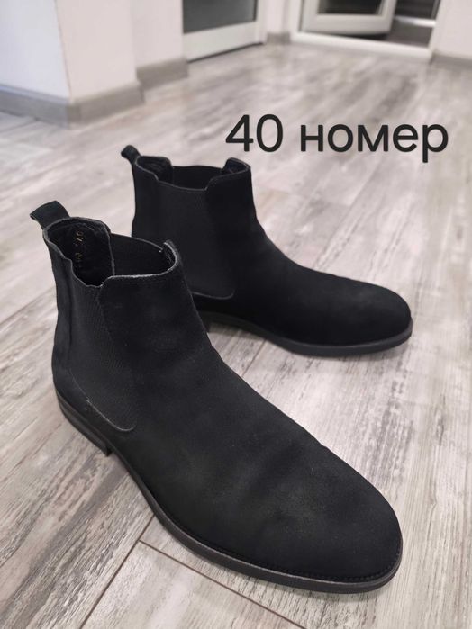 ANDREWS мъжки черни велурени боти тип челси (Chelsea boots)