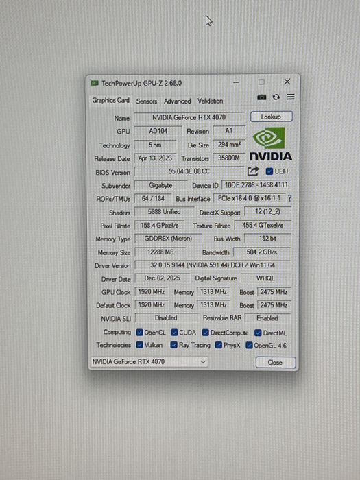 Gigabyte RTX 4070 AERO