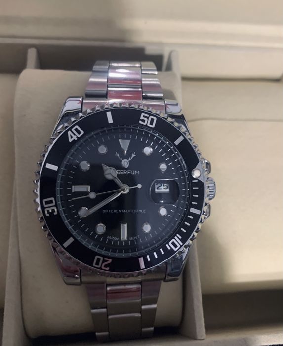 Мъжки часовник в стил Rolex Submariner златисто и синьо Gold & Blue