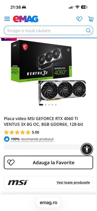Vand placa video MSI Nvidia Geforce 4060