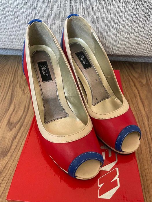 Pantofi cu toc Femei rosu-albastru