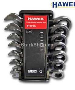 Комплект Къси Тресчотни Ключове HAWEK 8-19 мм 7 част Тресчотка 72 зъба