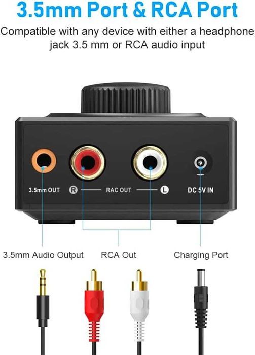 YMOO B06T3 Receptor Adaptor Bluetooth 5.3,RCA jack 3,5mm stereo audio