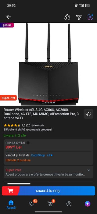 Router Wireless ASUS 4G-AC86U 4G LTE - Sim/Cartela