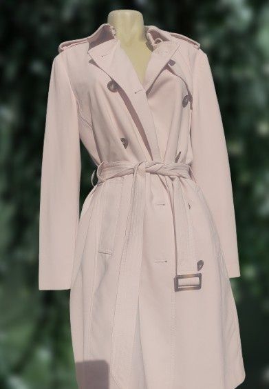 Trench Pardesiu  primavara H&M Roz pastel pudra M Midi