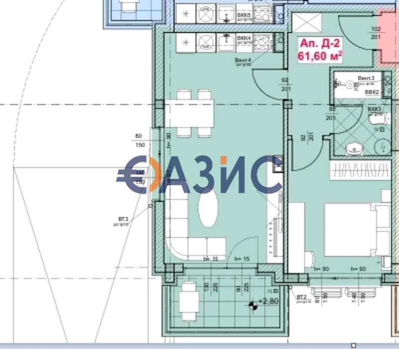 2-стаен апартамент на 2-ри етаж, квартал Мисаря, Созопол, обл. Бургас
