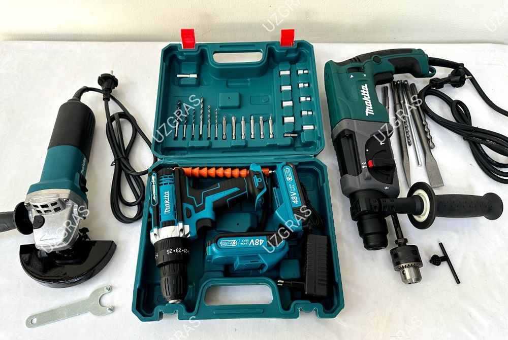 перфоратор + болгарка + шруповерт Makita новый комплект 3в1