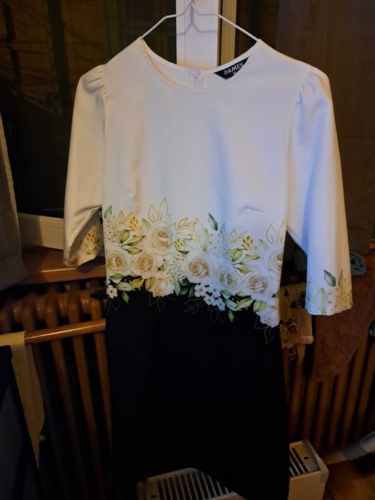 Rochie casual alb negru