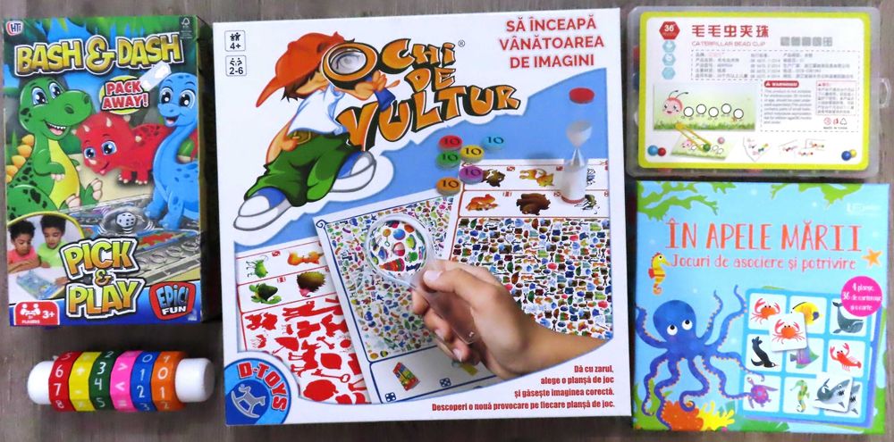 30 puzzle-uri + alte jucării diverse, plus 3 cadouri (3+ ani)