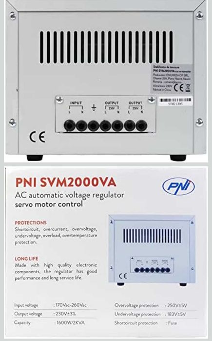 Стабилизатор на напрежение 1600W 7.2A 230V изход регулатор напрежение