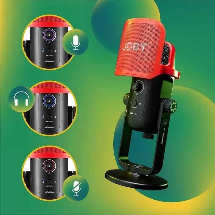 USB Микрофон JOBY Wavo POD за стрийминг и подкаст с поп филтър