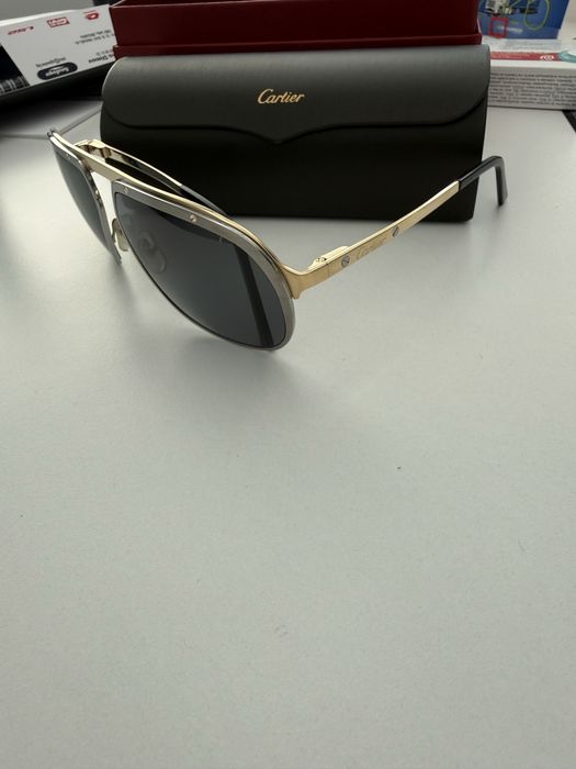 Слъчеви очила Cartier Santos  De  artier  CT0035S white/yellow gold