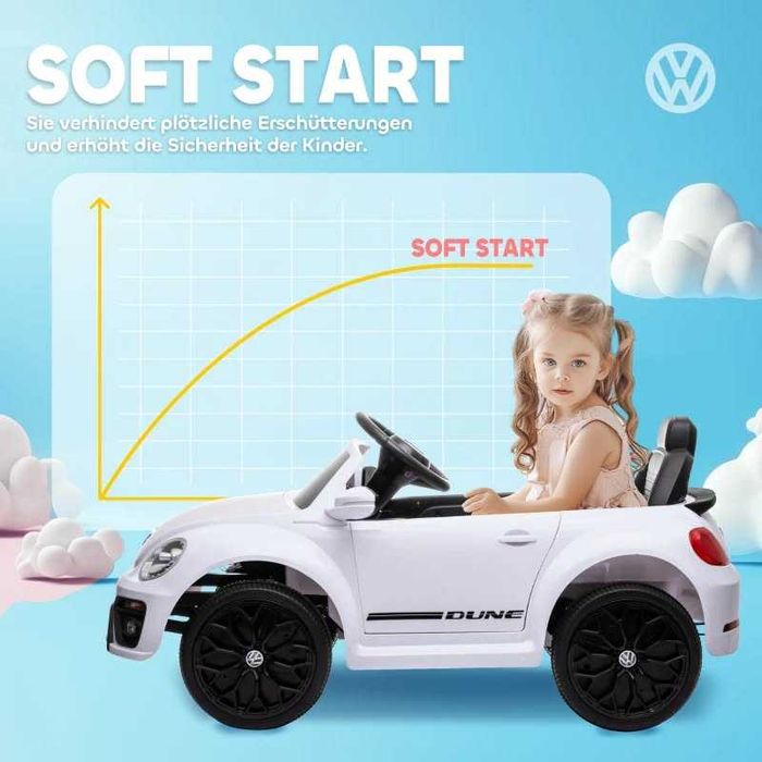 AIYAPLAY Електрическа кола VW Beetle, 3-5 км/ч, с дистанционно управление и музика