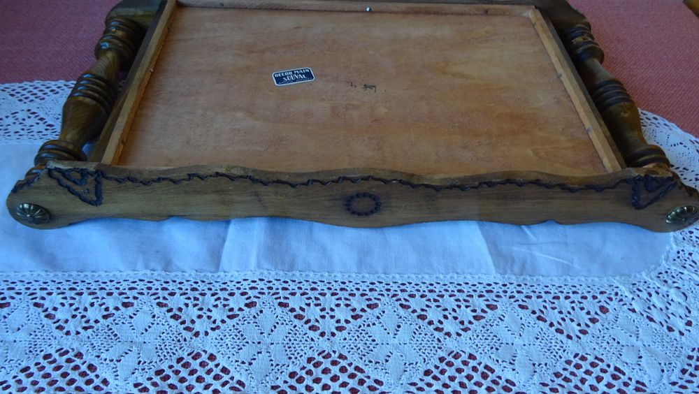 Ръчно рисувана дървена табла за сервиране Елзаски декор Вентидж.