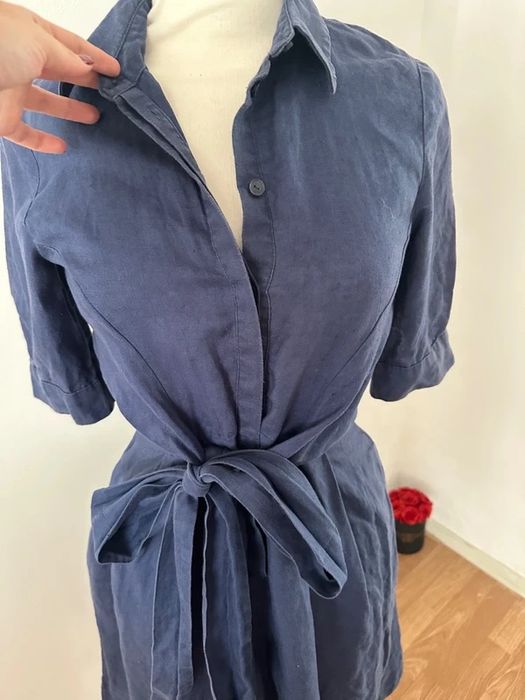 Hobbs Rochie midi din in bleumarin cu funda