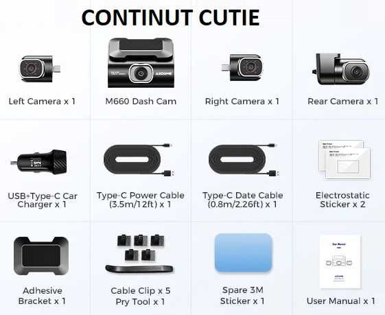 Camera Video Auto de Bord 4K AZDome M660 128Gb