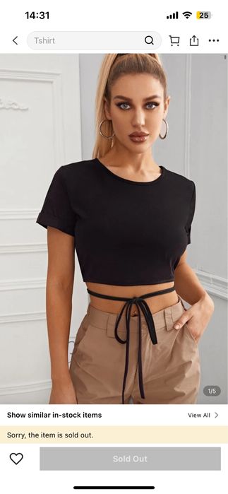 Черна блуза с връзки кроп топ