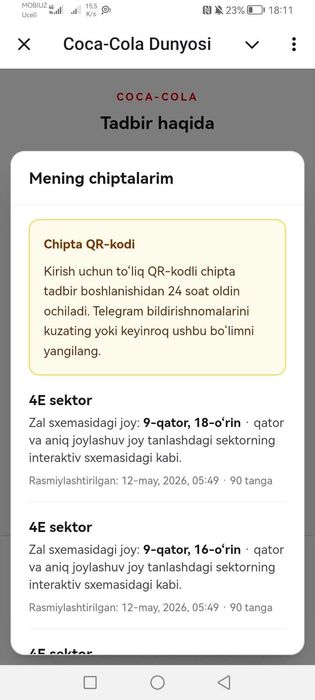 Bilet bor 22 May kuni