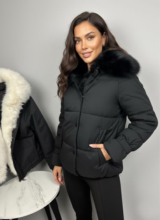 Дамско зимно яке / парка  с богата пухена яка