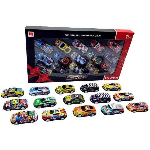 Set 15 masinute metalice sport, Multicolor,  KOMAZI®