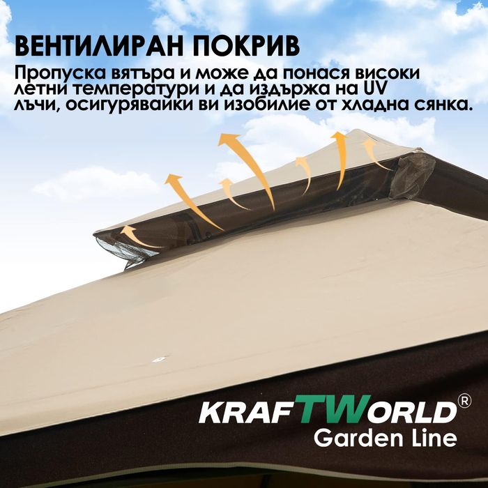 Луксозна градинска шатра Toscana 3.36×3.36м с мрежа против насекоми,UV