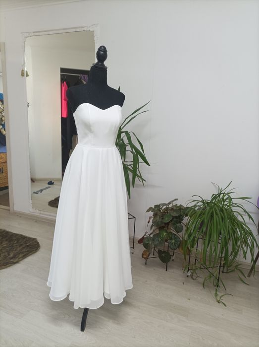 Rochie mireasă ivory, S , corset, midi
