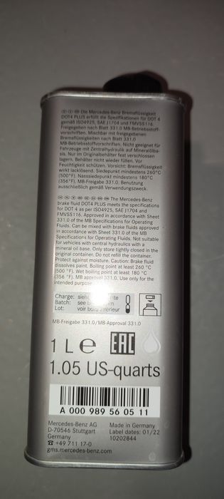 Спирачна течност MERCEDES DOT4 -Made in Germany  2x1л