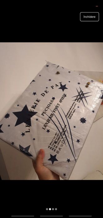 Set lenjerie de pat bumbac-finet , cu elastic NOU