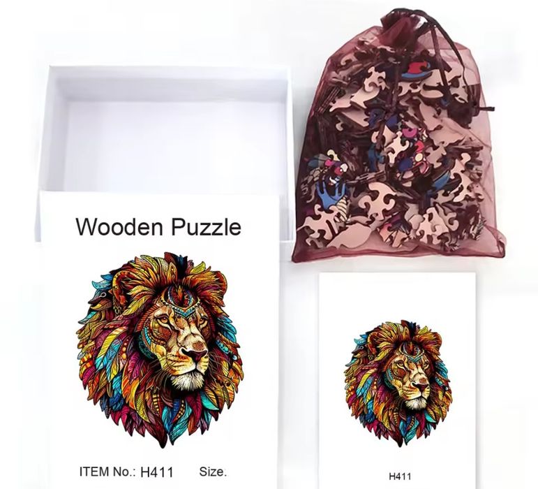 La bucată - Puzzle din lemn pt adulți / copii leu, colibri, phoenix, p