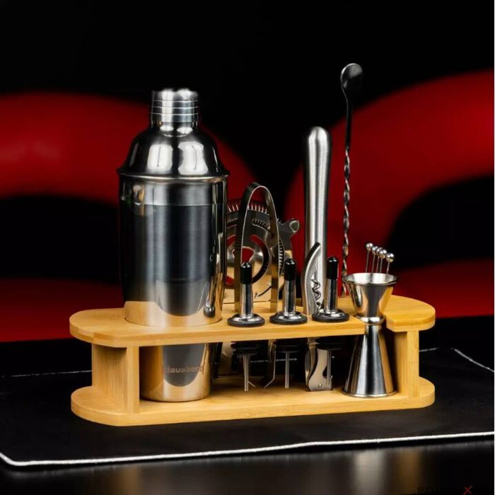 Set cocktail shaker pentru barmani, 16 piese, gri, Klausberg