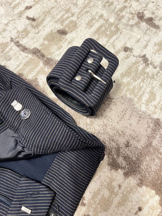 Pantaloni Karol cu talie inalta curea si dungi XS