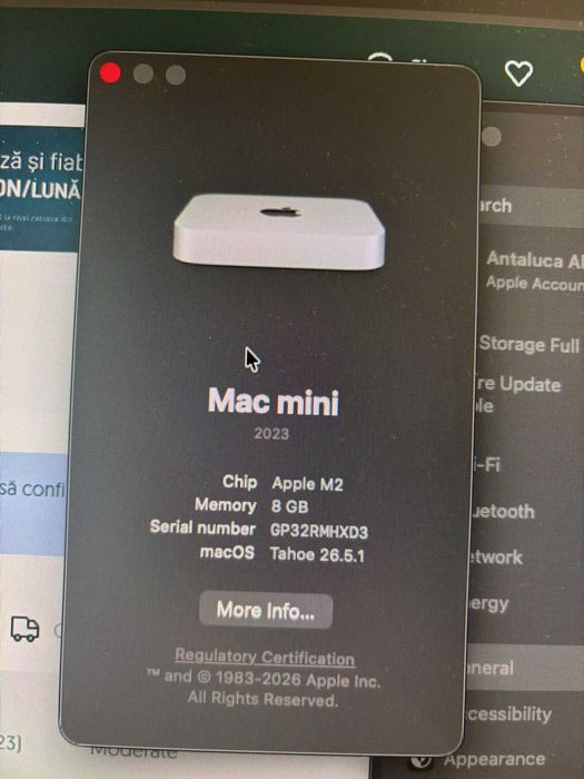 Apple Mac MINI M2  8GB RAM 512GB la cutie