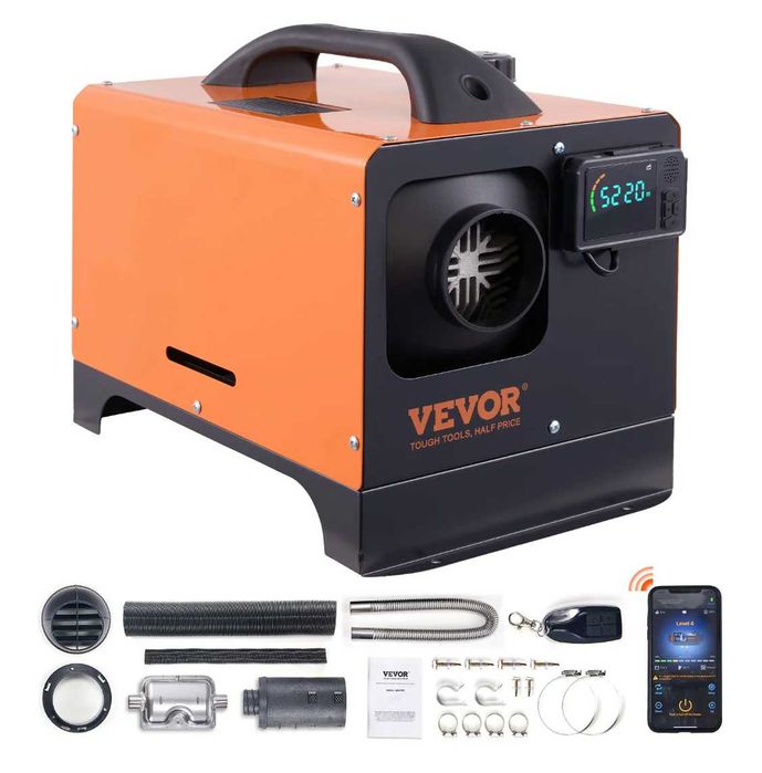 ПРЕНОСИМА Дизелова суха печка VEVOR 8 kW - 12 V,  с Bluetooth