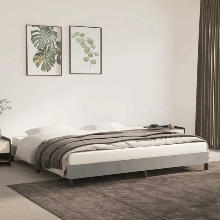 Cadru de pat fără saltea 200x200 cm catifea gri deschis VidaXL