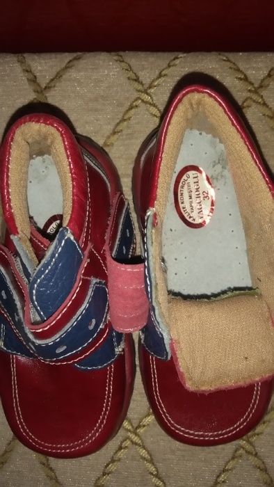 Ghete nr. 22, rosu - navy blue, piele naturala - NOI