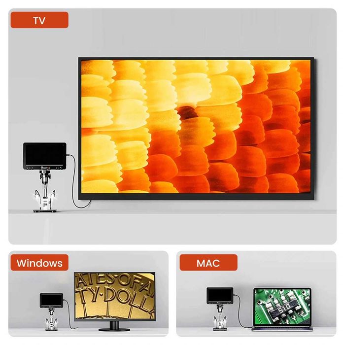 Цифров микроскоп MUSTOOL DM9 Pro 1200X LED 16MP 7 инча със светлини