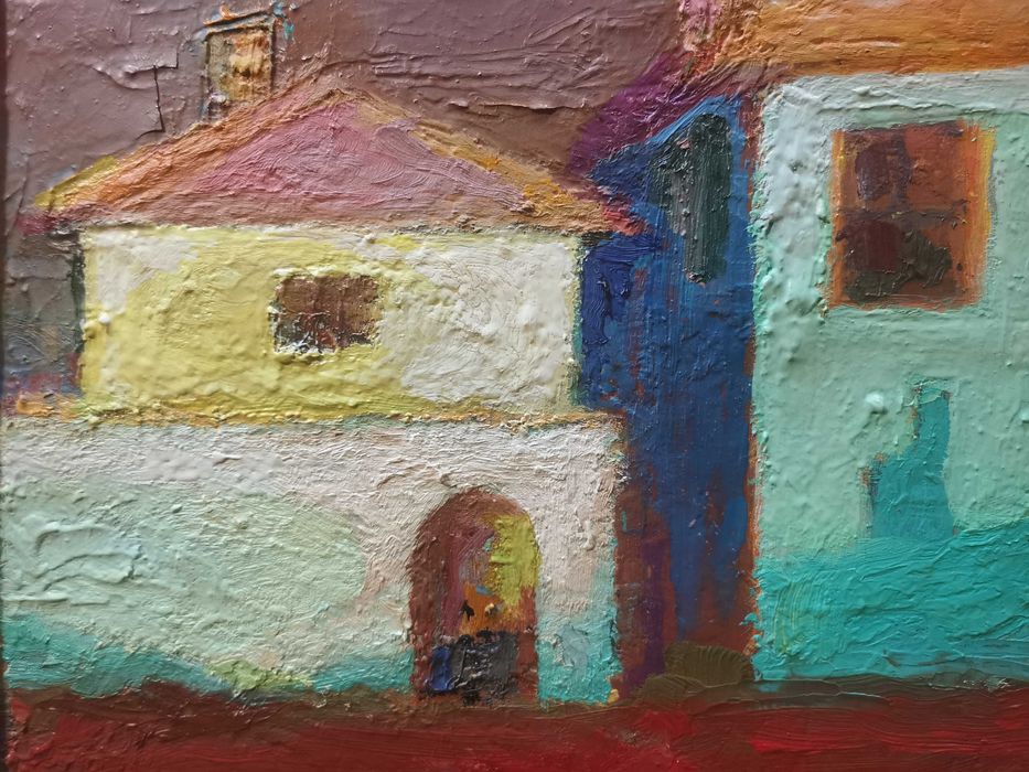 авторска маслена картина-созополски къщи