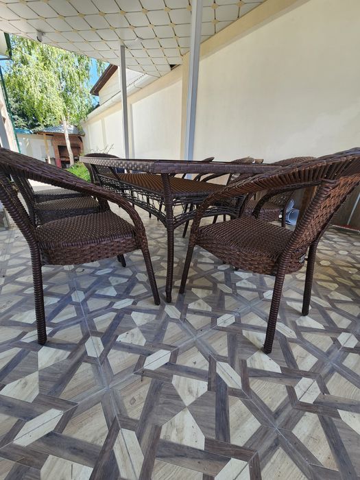 Садовый плетенные Стол стулья Ротанг Rotang 200×90 8 kishilik