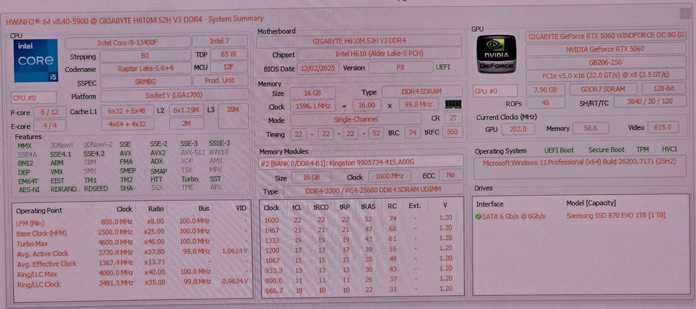 PC Gaming RTX 5060, I5 13400F, 16gb, ssd 1Tb