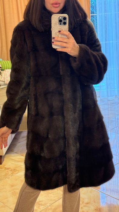 #131 Палто от норка.L/XL.Визон. Естествена кожа с косъм.