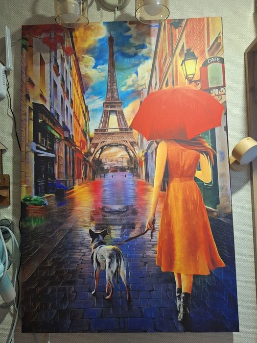 Картины дерево и девушка с собачкой