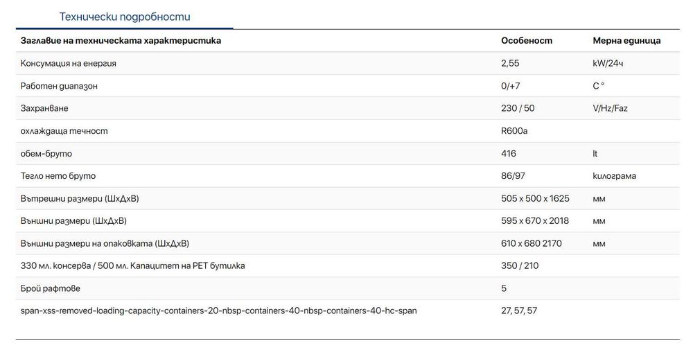 Хладилна витрина Ugur USS 420 DTK 595x680x2038