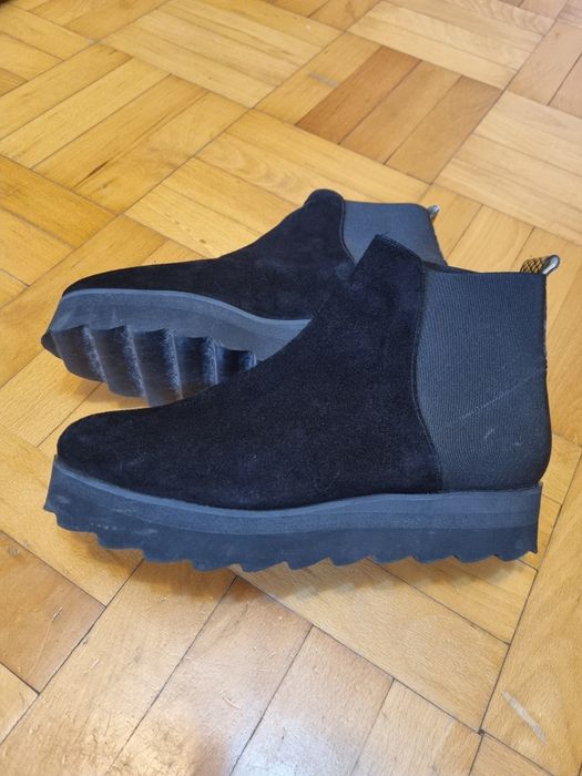Botine negre piele naturala intoarsa suede noi