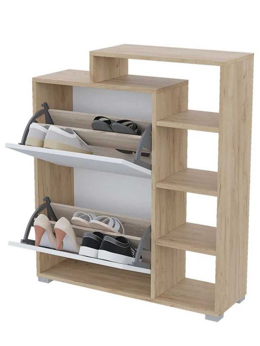 Обувница “Домино L” — дуб золотой / белый