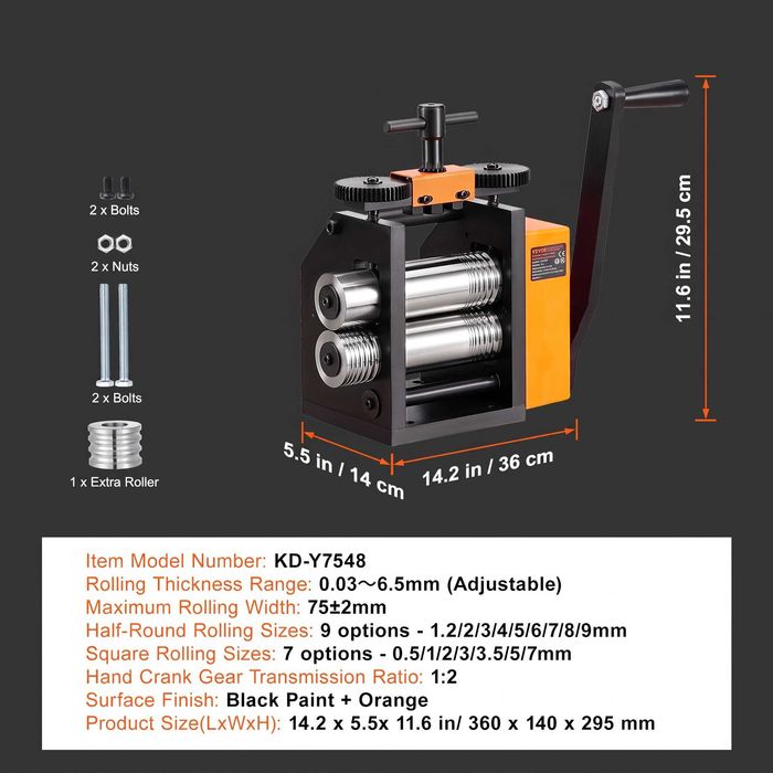 Laminor bijuterii 75 mm, raport 1:2, 3 in 1, grosime reglabila 0.03-6.5 mm, role din otel 45