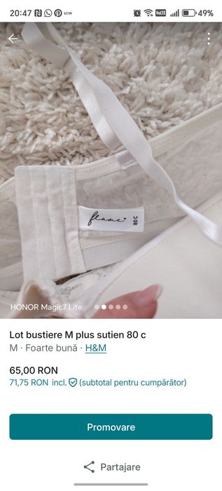 Lot bustiere M plus sutien balconette 80 c