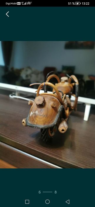 Motocicleta de lemn de colectie 32 cm