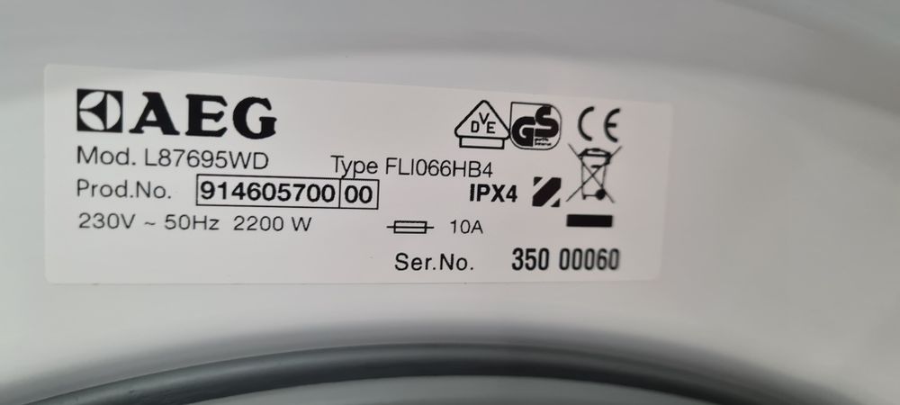 Пералня със сушилня AEG L87695WD Мотор Inverter Пране 9 кг/Сушене 7