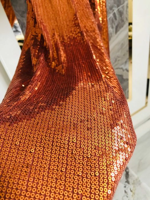 Официален дълъг гащеризон на пайети златист цвят