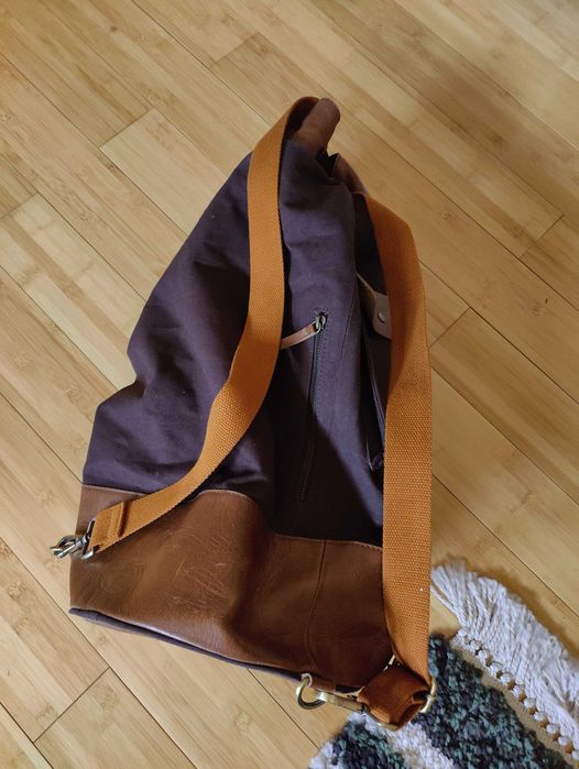 rucsac din piele si canvas